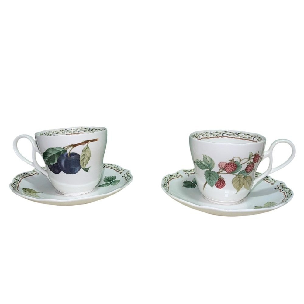 Noritake Primachina Royal Orchard Teacups and Saucers, set of two (5 sets avail)